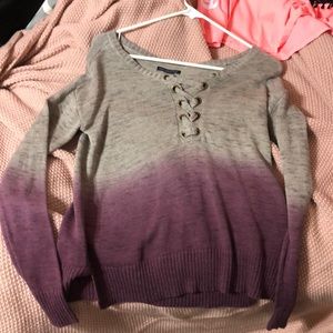 American eagle ombré lace up sweater